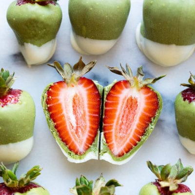 matcha covered strawberries