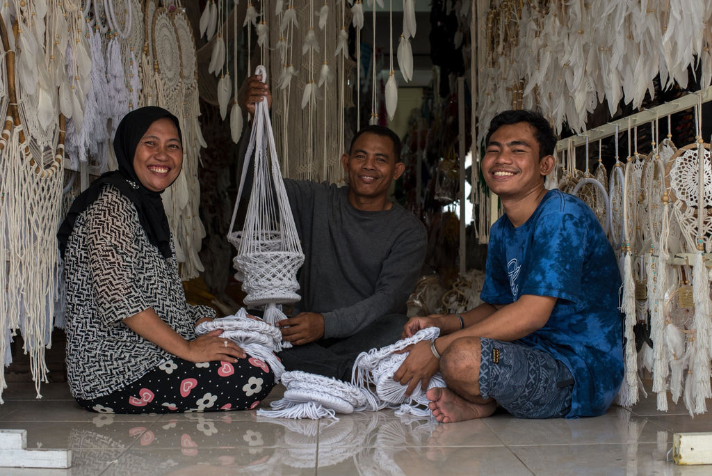 artisan family ethically making hanging planters