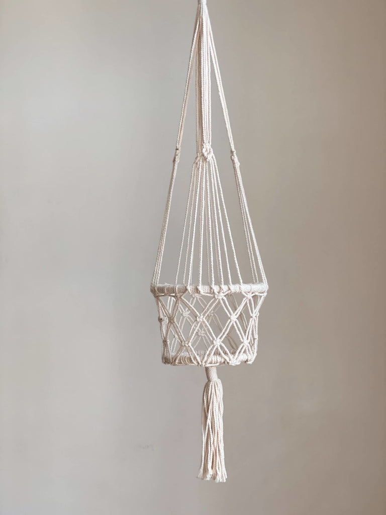product photo of medium cream macrame plant hanger