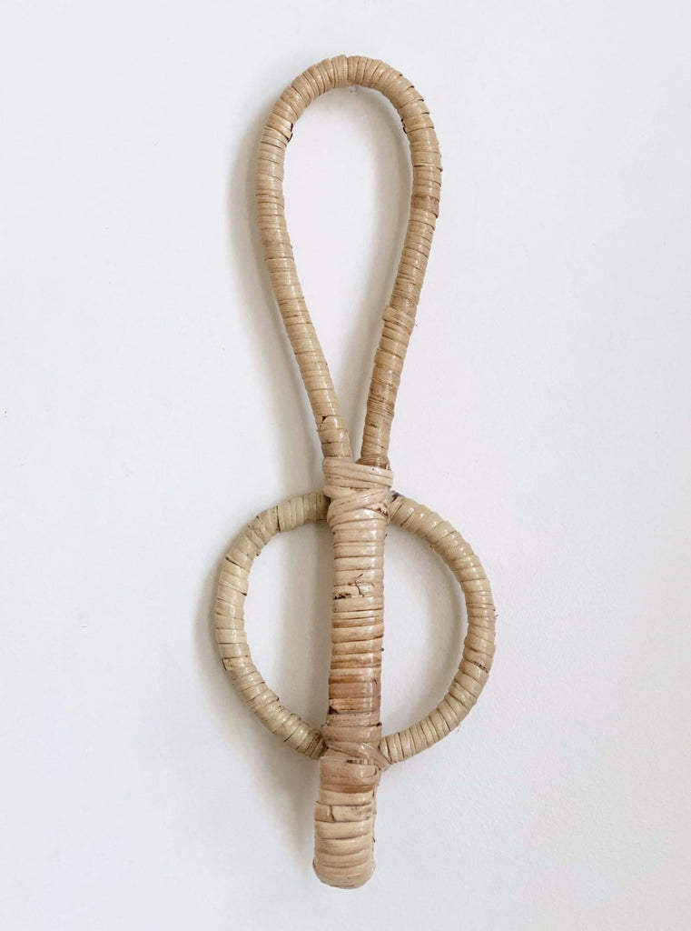 product photo of handmade single rattan wicker decor hook on wall