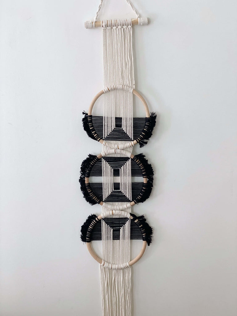 woven geometric wall hanging - black / 12 - home decor