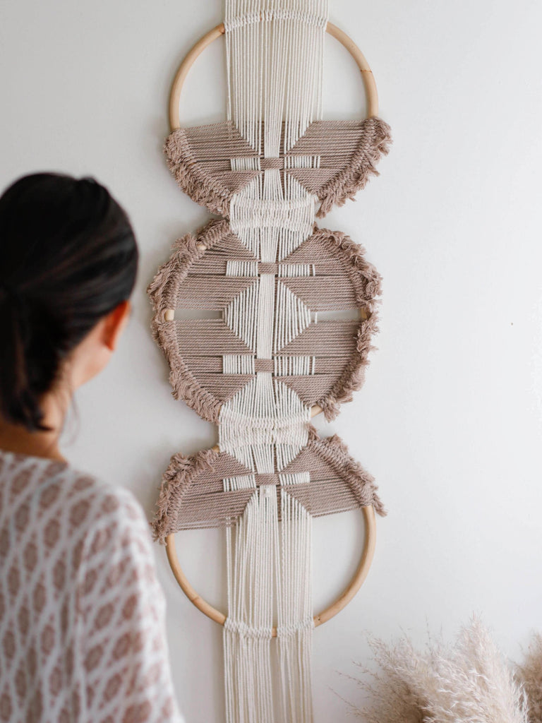 woven geometric wall hanging - home decor