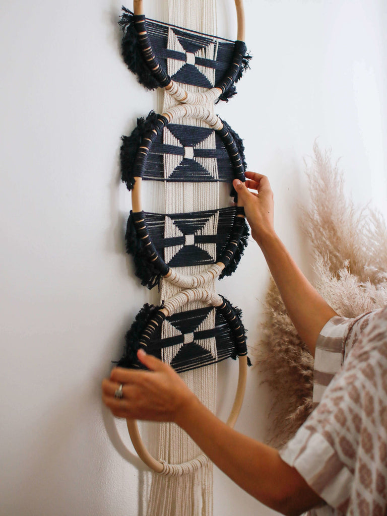 woven geometric wall hanging - home decor