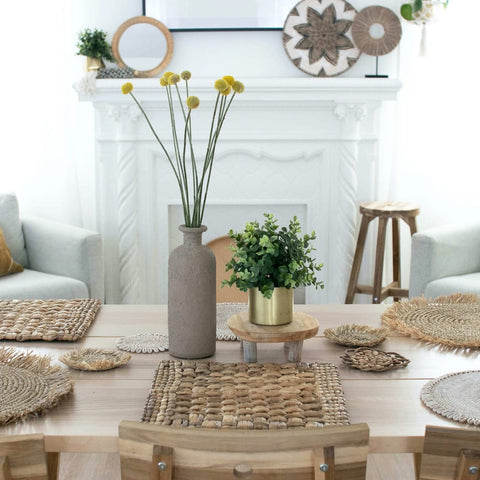 gorgeous dining room with modern rustic boho tablescape