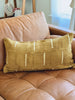 african mudcloth lumbar pillow cover - mustard yellow dash -
