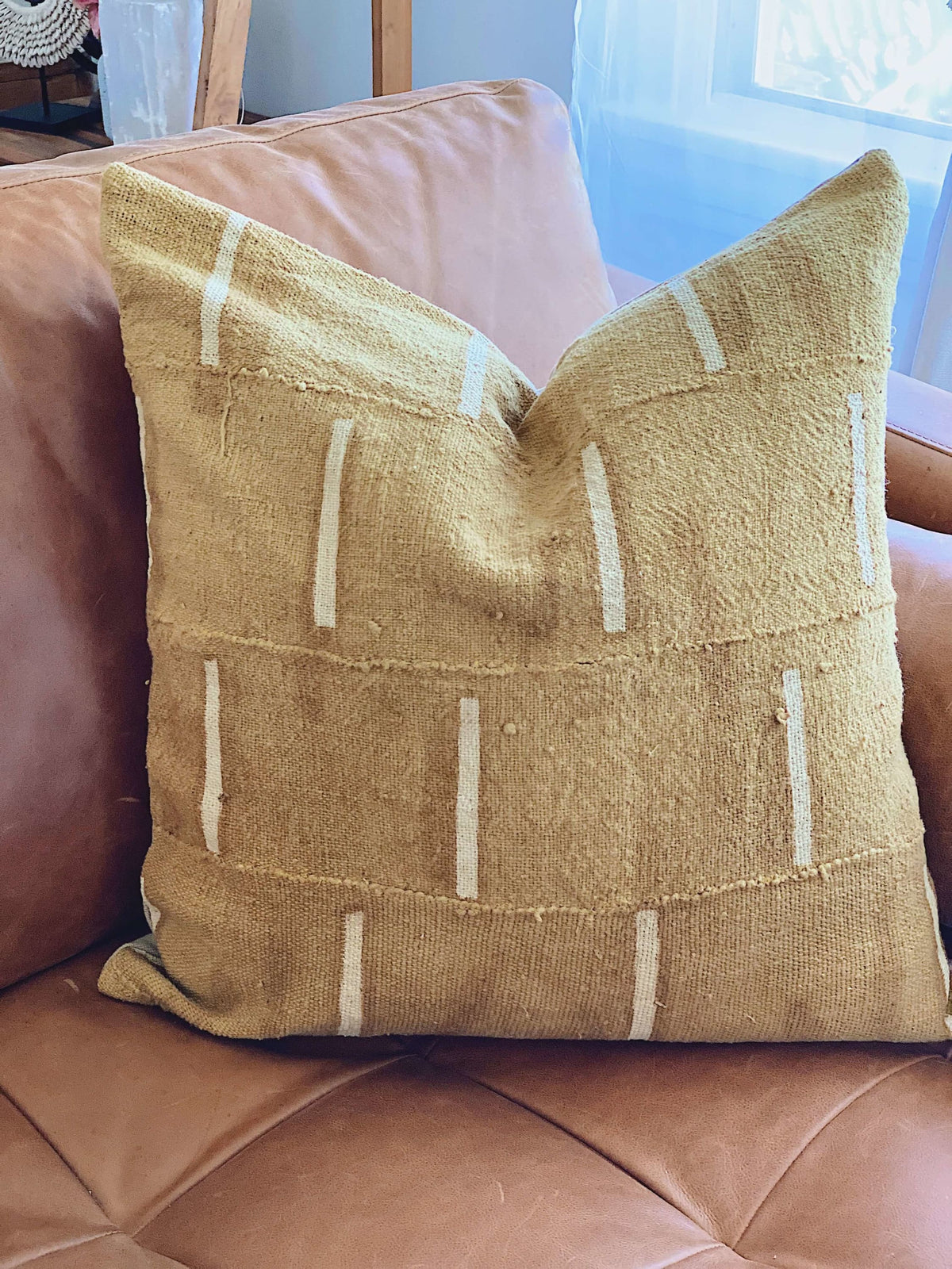 african mudcloth pillow cover mustard yellow CEREMONIA