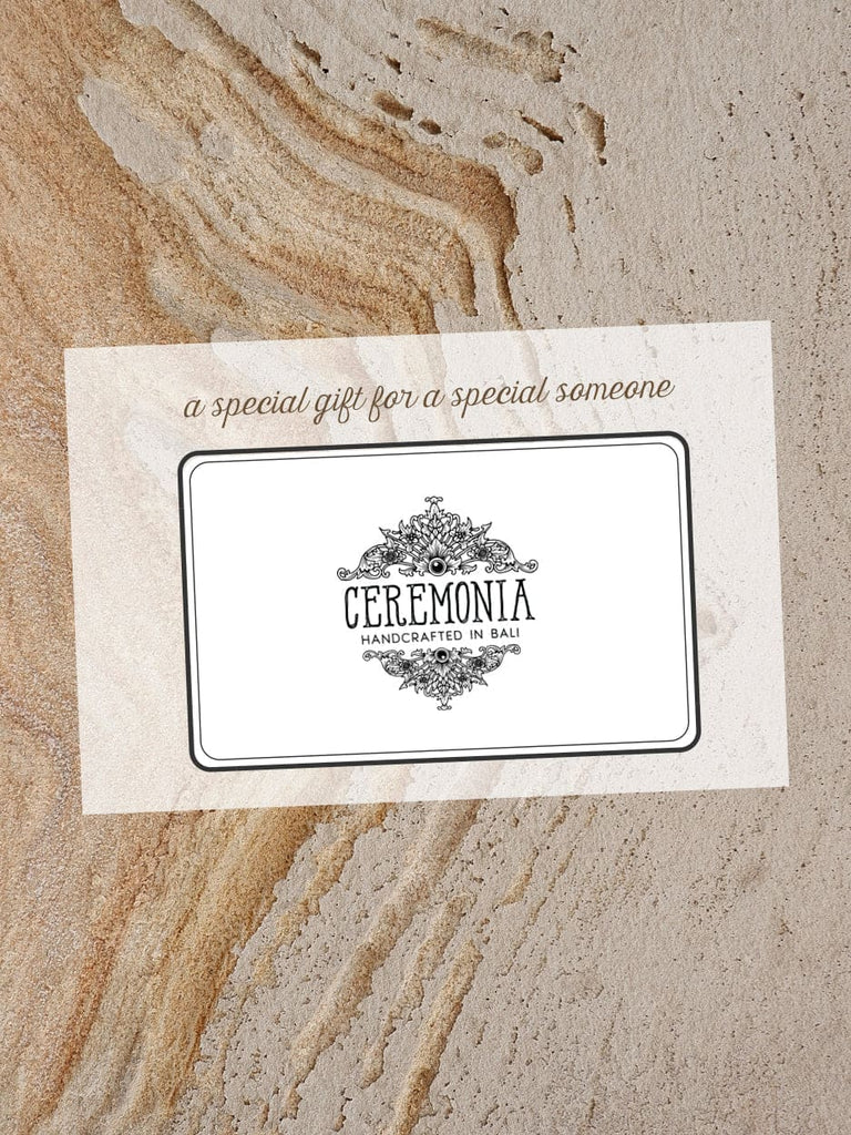 a special gift for a special someone with a CEREMONIA gift card with a textured brown background
