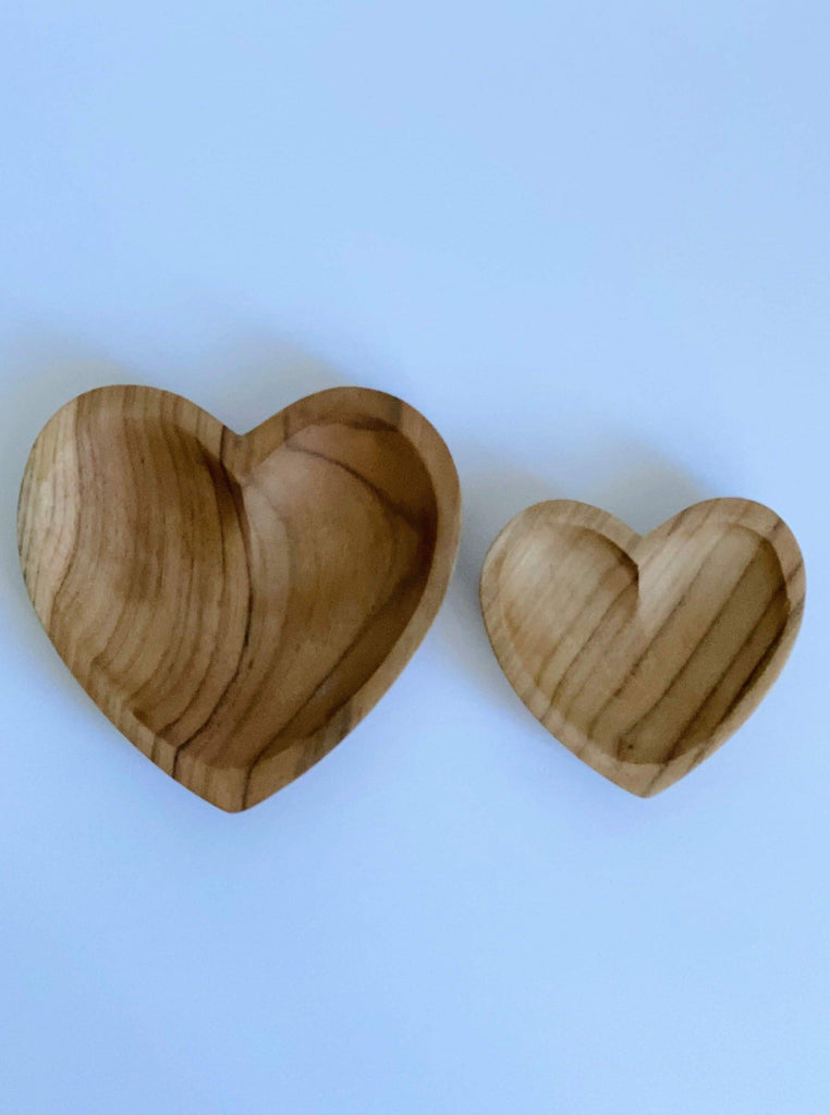cute hand-carved heart dish made of teak wood product photo