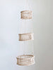 three tier handwoven hanging bohemian full moon baskets product photo on white wall