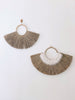 set of two mendong beaded brown grass wall hanging on white wall