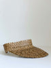 product photo of bohemian handwoven palm leaf brown sun visor with white background